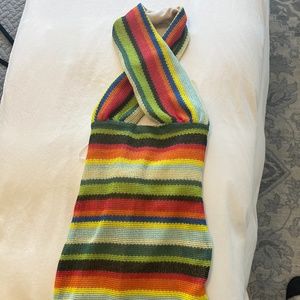 Rainbow Cross Over Mini Dress - MULTICOLOR / S - Micas